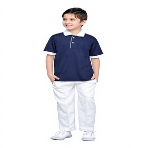 Custom Design Boys Solid Polo T-Shirt and Pants Set Polyester Short Sleeve Sports Uniform with SMART FABRIC for School - Product Image 6