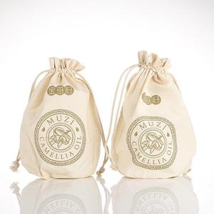 Sac cadeau en coton écologique avec cordon de serrage et impression de texte personnalisée, pochette de rangement réutilisable de 7 pouces - Product Image 2