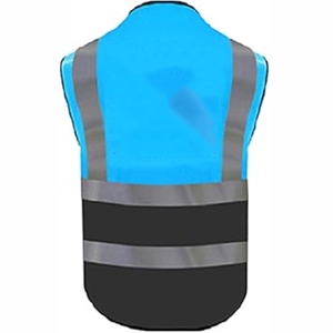 Gilet de sécurité réfléchissant haute visibilité pour hommes avec poches, fermeture éclair, décontracté, respirant, vêtement d'extérieur d'été, design col en V - Product Image 5