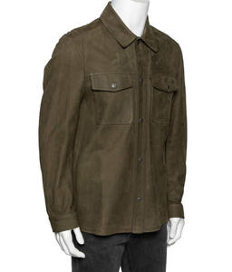 Veste en toile cirée en daim sur mesure de haute qualité pour hommes, à manches longues et fermeture à boutons sur le devant, vente en gros - Product Image 2