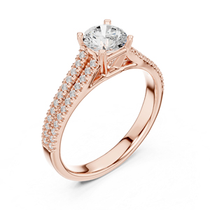 แหวนเพชรทรงกลมทองคำ 14K โรสโกลด์สำหรับผู้หญิง |   ชุดลำลองสำหรับใส่ทุกวัน |   เพชรที่เพิ่งเพาะเลี้ยง - Product Image 4