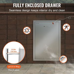 Cassetto per rifiuti da esterno in acciaio inossidabile con anello di trazione per sacchi, 19.7W X 26.5H pollici, per cucine da esterno, isole BBQ e accessori per barbecue - Product Image 6