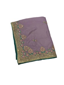 Luxury Traditional Designer Heavy Thread Zari Embroidery Work Sequins Soft Silk Slim Fit Saree Indian Summer Weddings Parties - Product Image 4