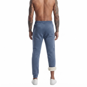 DROGEN EXPORT Men Lined Lightweight Spring Warm Fleece Jogger Athletic Casual Streetwear Blue Heather Drawstring <b>Linen</b>/Cotton - Product Image 2