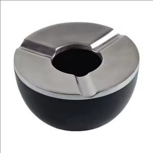 Cendrier élégant pour la maison, le bureau, l'hôtel, le bar, le restaurant, cendrier design moderne, cendrier en métal de forme ronde, couleur argent, récipient à cendres - Product Image 5