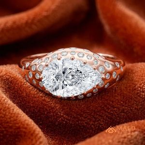 Moissanite <b>Dome</b> <b>Ring</b> for Women Rose Gold Engagement Wedding Anniversary Party Gift Jewelry Elegant Daily Wear Fashion Style - Product Image 4