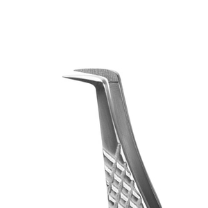 Pinzas para Pestañas en Forma de L, Profesionales, con Logotipo Personalizado OEM, de Acero Inoxidable Plateado, Alta Precisión, con Agarre Moleteado de Rejilla de Diamantes - Product Image 3