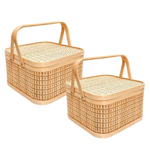 PHU HAO Best Selling Eco-Friendly Bamboo Gift <b>Basket</b> with Lid and Handles for Home Decor and <b>Storage</b> - Product Image 1