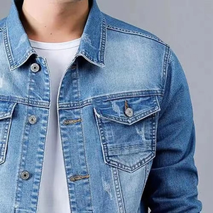 Men's <b>Denim</b> <b>Jacket</b> Casual Solid Color Long Sleeve Button Fly Stonewashed Cotton Regular Fit Spring Wear - Product Image 4