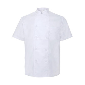 Veste de chef professionnelle à manches courtes, couleur personnalisée, impression numérique de haute qualité, fermeture éclair sur le devant, uniforme unisexe pour restaurant et bar - Product Image 4