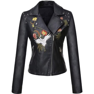 Sheepskin Design Genuine Leather Windproof Breathable Heated Embroidered Women Leather Jacket Customize Embroidery - Product Image 1