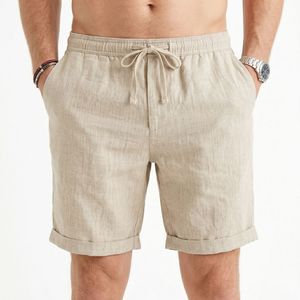 Shorts chino pour homme, taille élastique, 100% coton, shorts décontractés d'été avec poches, couleur unie, légers, respirants, logo personnalisé - Product Image 1