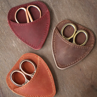 Étui en cuir véritable pour mini-ciseaux à broder, pochette de rangement artisanale pour ciseaux, couture, travaux d'aiguille, classique, pour voyage