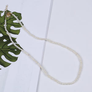 Collier de perles d'eau douce AK de 3-4 mm, lumière intense, presque parfaitement rond, brillant, transparent, tendance, niche, extrêmement - Product Image 2