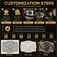 Logotipo personalizado Grabable en relieve Hebillas Para Cinturon Aleación de zinc Metal Western Cowboy 3D Bull Head Hebillas de cinturón para hombres