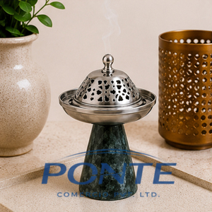 Quemador de Incienso de Acero Inoxidable de Lujo con Base de Mármol Verde, Portátil, para Bakhoor, Aromaterapia y Meditación en el Hogar - Product Image 6