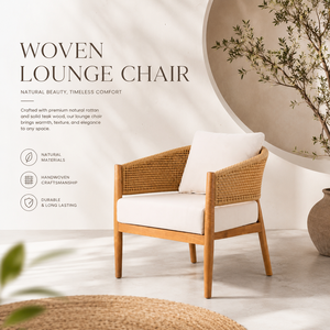 Sillón de Ratán y Madera de Teca Indonesia, Fabricación de Muebles Personalizados, OEM, ODM, Venta al por Mayor, Asientos para Marcas de Hostelería, Importadores - Product Image 1