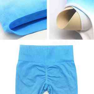 Ensemble de yoga 2 pièces bleu uni pour femme : Crop top sans manches col en V et Legging long taille mi-haute respirant et sans couture - Product Image 3