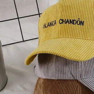 Gorra de Pana Blanca Chandon con Cierre a Presión, Unisex, Diseño Personalizado con Logotipo Bordado, 6 Paneles, Ajustable, Casual, Primavera-Otoño - Product Image 4