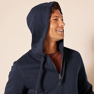 Sudadera con capucha personalizada con logotipo, elegante, extragrande, con cremallera completa, 100% algodón, bordada, para hombre - Product Image 2