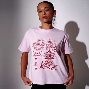 Camiseta Oversize para Mujer, Diseño Personalizado OEM, Color Rosa Claro, Estampado de Autoestima, Transpirable, Cuello Redondo, Estilo Casual - Product Image 1