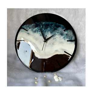 Coastal Resin <b>Digital</b> <b>Wall</b> <b>Clock</b> Round Quartz Mirror Effect Design Two-piece Antique Style Modern Design Office Decor - Product Image 1