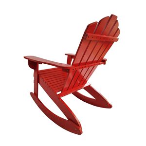 Sedia a dondolo Adirondack reclinabile rossa in legno per esterni - Product Image 5