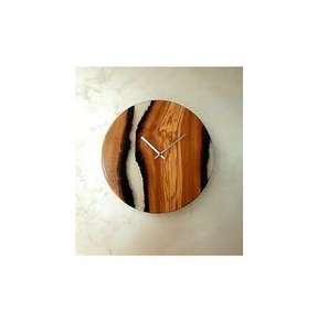 Horloge murale ronde en résine époxy et bois de luxe, finition polie, artisanale, moderne, idéale pour offrir en cadeau, décoration intérieure, pour restaurant, hôtel - Product Image 2