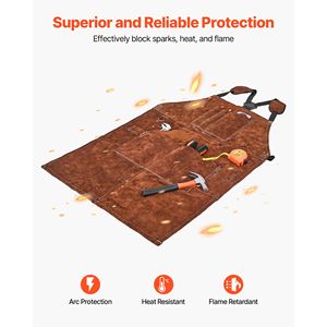 Grembiule da saldatura ignifugo in pelle bovina, resistente al calore, per fabbri, 6 paia di abbigliamento di sicurezza - Product Image 4