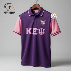 เสื้อโปโลคุณภาพสูง Kapa Epsilon Psi ผ้าฝ้าย พิมพ์โลโก้ตามสั่ง เสื้อยืดโอเวอร์ไซส์ แขนสั้น สีพื้น ผ้าถัก - Product Image 1