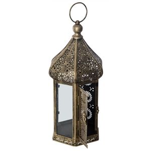 Farol marroquí de hierro rústico para iluminación de jardín que agrega un encanto exótico y una iluminación suave a espacios exteriores. - Product Image 3