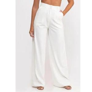 Pantalones Acampanados de Primavera para Mujer, de Algodón Sostenible, Antiarrugas, Holgados, de Pierna Ancha, con Bolsillos Traseros Amplios, Cierre de Cremallera, Cintura Alta, ODM - Product Image 3