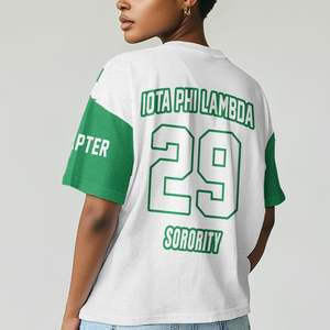Camisa Personalizada de la Hermandad Iota Phi Lambda, Camisa Blanca con Mangas Verdes, Iota Phi Lambda Desde 1929 - Product Image 2