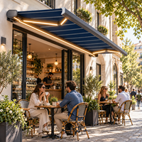 Auvent rétractable de qualité commerciale à cassette complète, motorisé, protection UV pour terrasse de restaurant