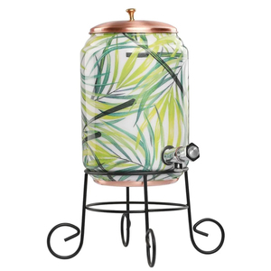 Distributeur d'eau en cuivre imprimé fait main avec support métallique, grande capacité 5L, réservoir d'eau en cuivre imprimé bois, eau potable ayurvédique - Product Image 5