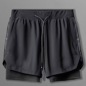 Pantalones Cortos Deportivos 2 en 1 de Secado Rápido para Hombre, Pantalones Deportivos Elásticos y Holgados para Gimnasio y Running, Pantalones Cortos Atléticos de Secado Rápido 2 en 1 - Product Image 1