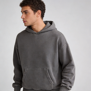 Sudadera con Capucha de Corte Cuadrado para Hombre, Personalizada, de Algodón Grueso, Fabricante OEM de Marca Privada - Product Image 5