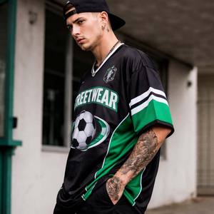 Maillot de football oversize pour homme, streetwear, imprimé graphique, t-shirt de sport personnalisé en polyester - Product Image 5