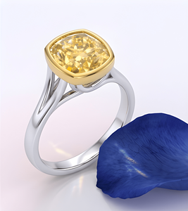 Fancy Yellow Squear <b>Cushion</b> Cut Lab Grown Diamond <b>Ring</b> For Women's Classic Jewelry | Engagement <b>Wedding</b> Party & Gift - Product Image 1