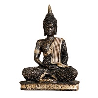 Élégante sculpture de bouddha en polyrésine dorée sur le thème de la paume | Pièce maîtresse spirituelle artisanale pour la décoration et les cadeaux de bureau à domicile