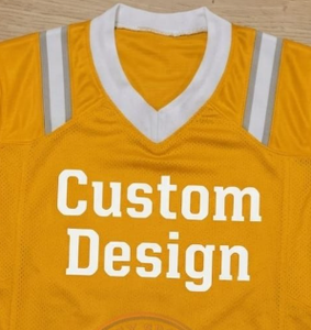 Maillot de football américain en mesh épais à manches rayées et col en V contrastant, personnalisable pour équipes - Product Image 4