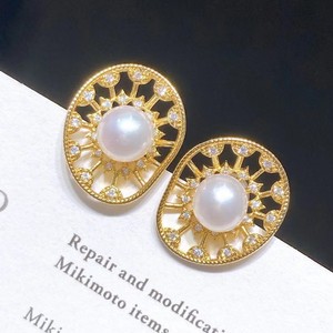 Delicate and Luxurious Fresh Water <b>Pearl</b> Earrings 8-9mm <b>Lotus</b> Leaf Mantou Beads Exquisite Jewelry - Product Image 1