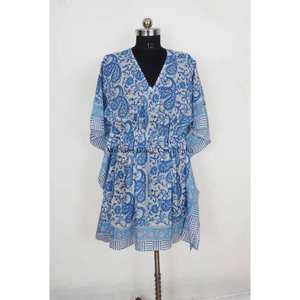 Robe mi-longue vintage pour femme, faite à la main, en coton, style kaftan, pour la nuit, avec dentelle, taille unique, lavable - Product Image 1