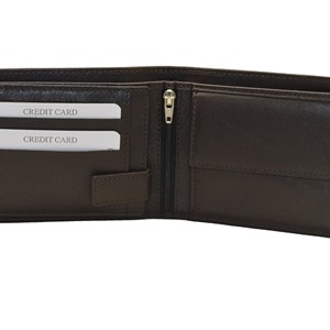 Portefeuille homme en cuir véritable marron, fin, à fermeture pliante, style minimaliste, usage quotidien, bouton pression, pochette à monnaie, doublure en polyester - Product Image 3