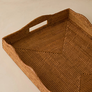 ถาดเสิร์ฟสไตล์โบโฮ ทำจากหวายธรรมชาติ ขอบหยัก ตกแต่งโต๊ะ จัดระเบียบของใช้ในบ้าน ของตกแต่งบ้าน - Product Image 4