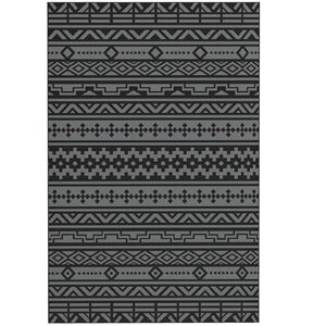 Tappeto da esterno impermeabile geometrico nero e grigio 6FT X 9FT reversibile con borsa per il trasporto - Product Image 1