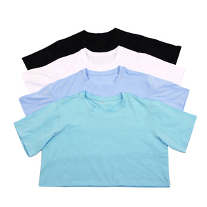 Custom Cotton Knitted Loose Oversize Blank <b>Plain</b> <b>White</b> Lose Anti-shrink Crop Top T Shirts Athletic Baby Pink Gym Cropped <b>Tee</b> - Product Image 6