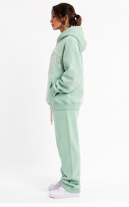 Conjunto de Sudadera con Capucha Bordada y Pantalones Deportivos para Mujer, de Algodón y Felpa, 450 GSM - Product Image 4