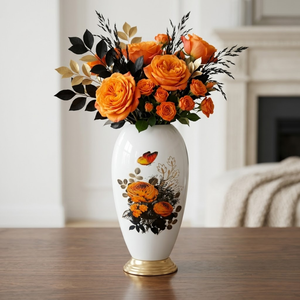 Vase à fleurs décoratif en métal avec motif imprimé, centre de table pour la maison, le salon, les mariages, les fêtes, la décoration d'hôtel, article cadeau - Product Image 1
