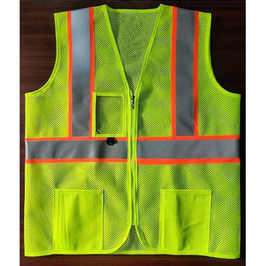 Chaleco de seguridad con cierre de gancho y bucle, reflectante de alta visibilidad, ANSI Clase 2, malla transpirable, diseño de liberación rápida, bolsillos - Product Image 4